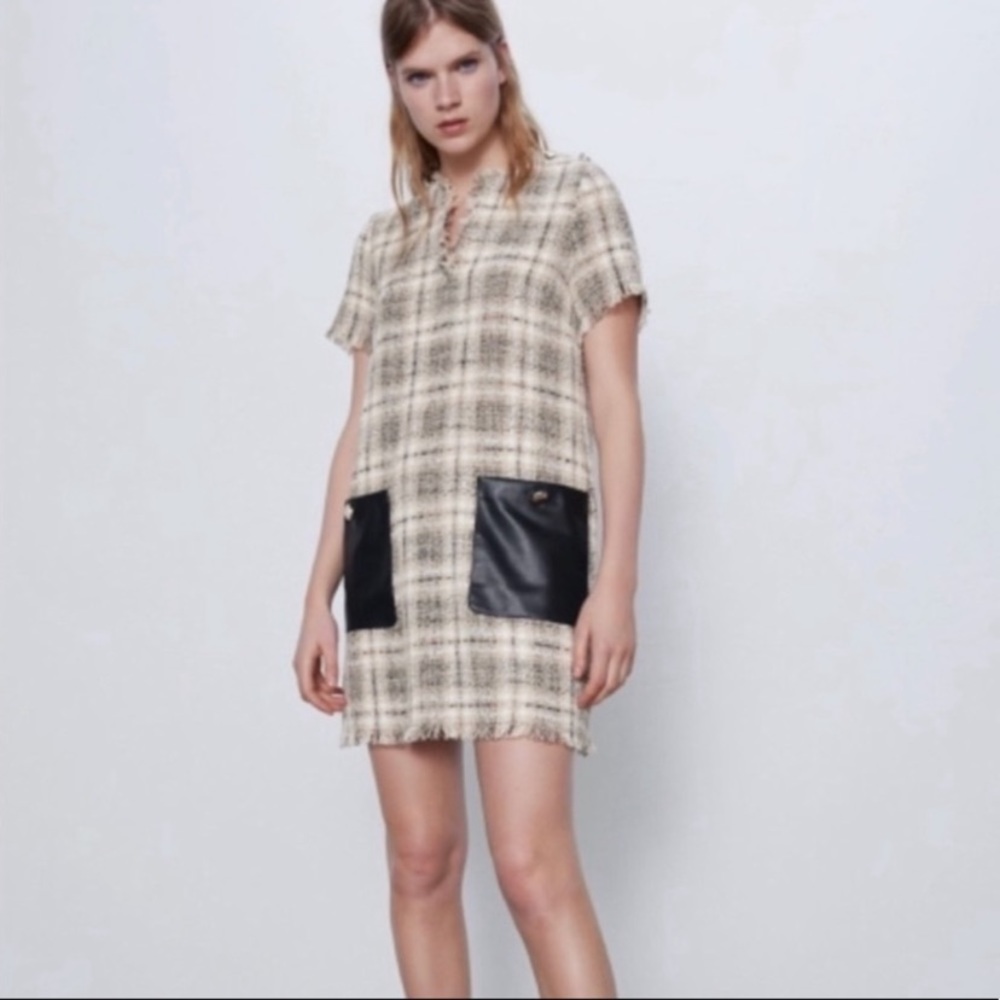 Zara Tweed Shift Dress Sz S